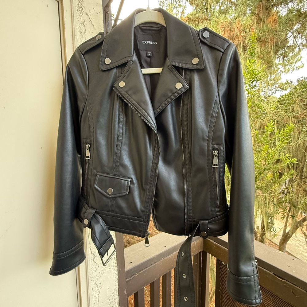 Express Women's Black Moto Leather Jacket